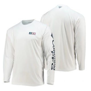 Men's Atlanta Braves White Raglan Long Sleeve T-Shirt Americana Terminal Tackle Omni-Shade