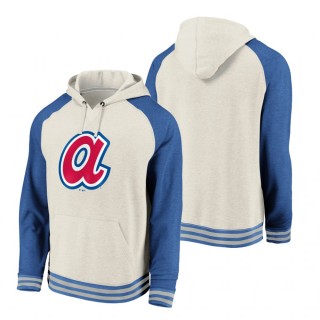 Men's Atlanta Braves Oatmeal Cooperstown Collection Logo Hoodie