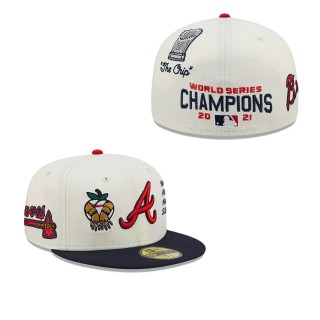 Men's Atlanta Braves Cream Four-Time World Series Champions x Quavo 59FIFTY Fitted Hat