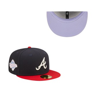 Men's Atlanta Braves Navy Pop Sweatband Undervisor 1995 MLB World Series Cooperstown Collection 59FIFTY Fitted Hat