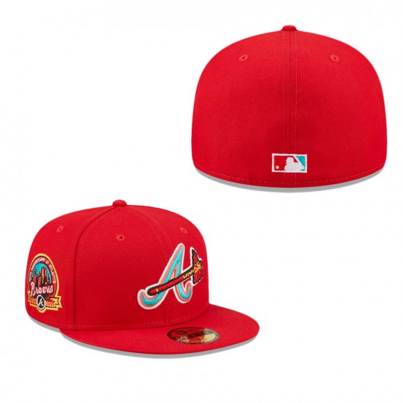 Men's Atlanta Braves New Era Scarlet 40th Anniversary Undervisor 59FIFTY Fitted Hat