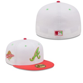 Men's Atlanta Braves White Coral 1995 World Series Strawberry Lolli 59FIFTY Fitted Hat