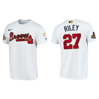 Men's Atlanta Braves Austin Riley White 2022 Gold Program T-Shirt