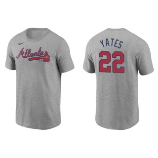Men's Atlanta Braves Kirby Yates Gray Name & Number Nike T-Shirt