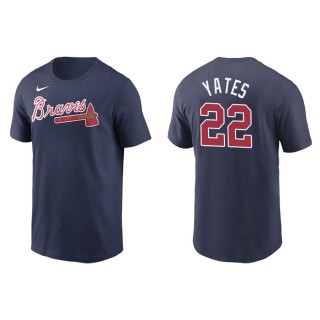 Men's Atlanta Braves Kirby Yates Navy Name & Number Nike T-Shirt