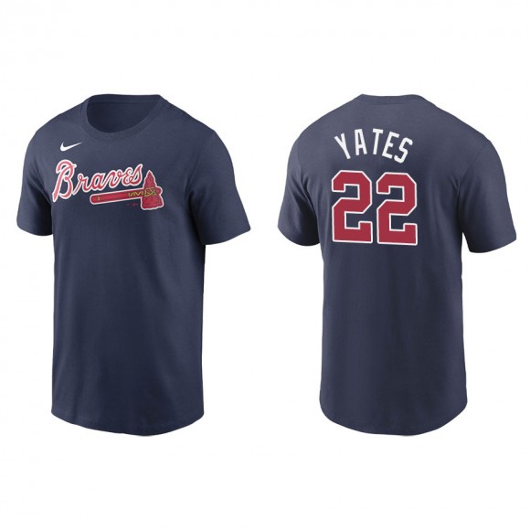 Men's Atlanta Braves Kirby Yates Navy Name & Number Nike T-Shirt