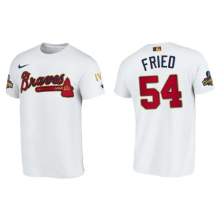 Men's Atlanta Braves Max Fried White 2022 Gold Program T-Shirt