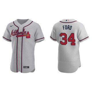 Men's Atlanta Braves Mike Ford Gray Authentic Road Jersey