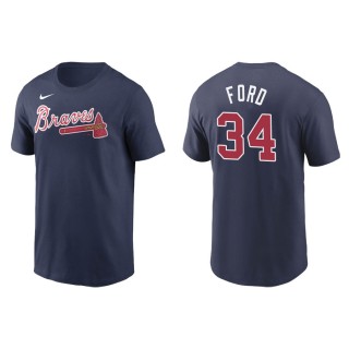 Men's Atlanta Braves Mike Ford Navy Name & Number T-Shirt