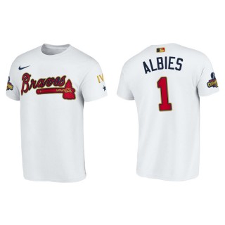 Men's Atlanta Braves Ozzie Albies White 2022 Gold Program T-Shirt