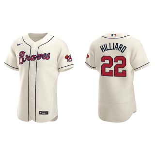 Men's Atlanta Braves Sam Hilliard Cream Authentic Alternate Jersey