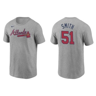 Men's Atlanta Braves Will Smith Gray Name & Number Nike T-Shirt