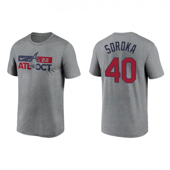 Mike Soroka Atlanta Braves Heather Charcoal 2022 Postseason T-Shirt