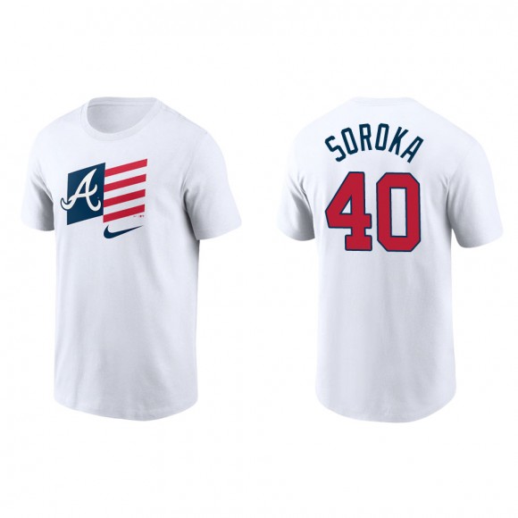 Mike Soroka Men's Atlanta Braves Nike White Americana Flag T-Shirt