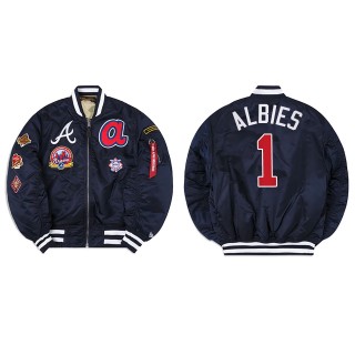 Men's Atlanta Braves Ozzie Albies Navy Alpha Industries Jacket