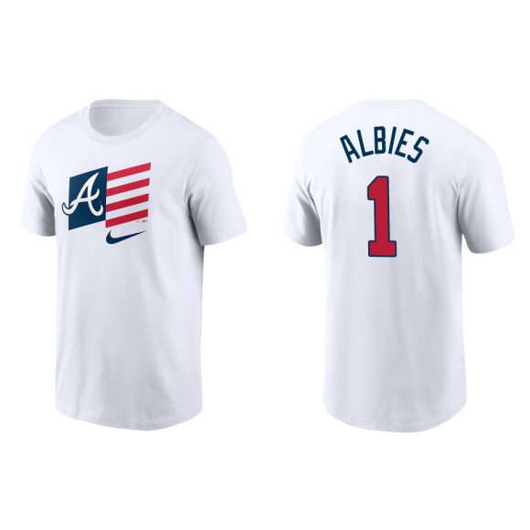 Ozzie Albies Men's Atlanta Braves Nike White Americana Flag T-Shirt
