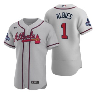 Ozzie Albies Atlanta Braves Nike Gray Road 2021 World Series Champions Authentic Jersey