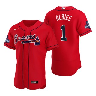 Ozzie Albies Atlanta Braves Nike Red Alternate 2021 World Series Champions Authentic Jersey