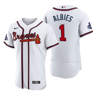 Ozzie Albies Atlanta Braves Nike White 2021 World Series Champions Authentic Jersey