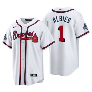 Ozzie Albies Atlanta Braves Nike White 2021 World Series Champions Replica Jersey