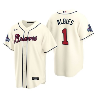 Ozzie Albies Men's Atlanta Braves Nike Cream Alternate 2021 World Series Champions Replica Jersey