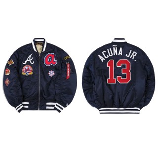 Men's Atlanta Braves Ronald Acuna Jr. Navy Alpha Industries Jacket