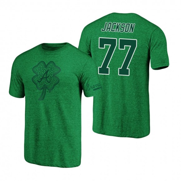 St. Patrick's Day Atlanta Braves Kelly Green Luke Jackson Paddy's Pride Tri-Blend T-Shirt