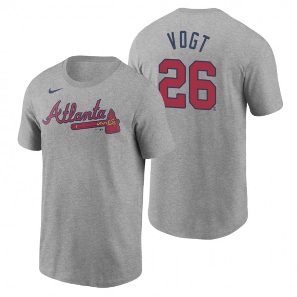 Men's Atlanta Braves Stephen Vogt Nike Gray Name & Number T-Shirt