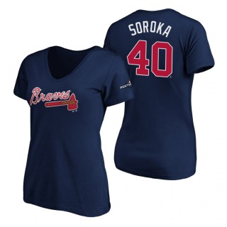 Atlanta Braves Mike Soroka Navy 2019 Postseason Name & Number T-Shirt