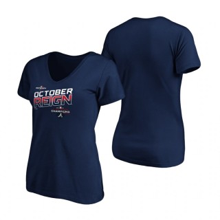 Women's Atlanta Braves Navy 2019 NL East Division Champions Locker Room V-Neck T-Shirt