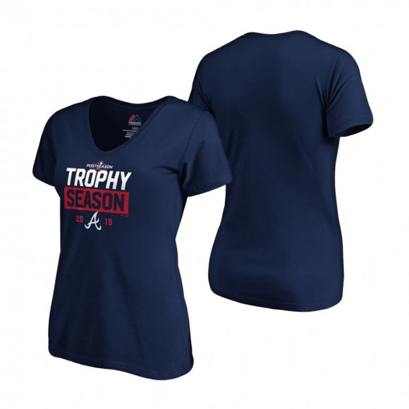 Women's Atlanta Braves Navy 2019 Postseason Around the Horn V-Neck T-Shirt