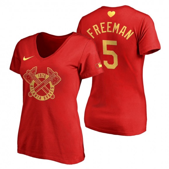 Women's 2020 Mother's Day Atlanta Braves Freddie Freeman Red T-Shirt