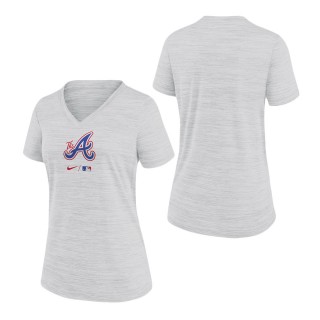 Women's Atlanta Braves Gray 2023 City Connect Velocity Practice Performance V-Neck T-Shirt