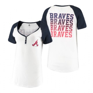 Women's Atlanta Braves White T-Shirt Henley