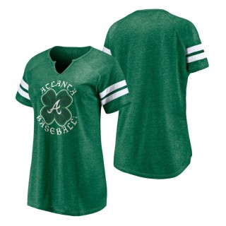 Women's 2021 St. Patrick's Day Atlanta Braves Green Celtic Raglan T-Shirt