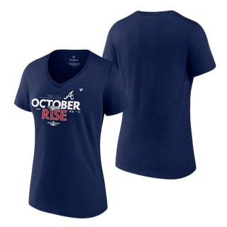 Women's Atlanta Braves Fanatics Branded Navy 2022 Postseason Locker Room V-Neck T-Shirt