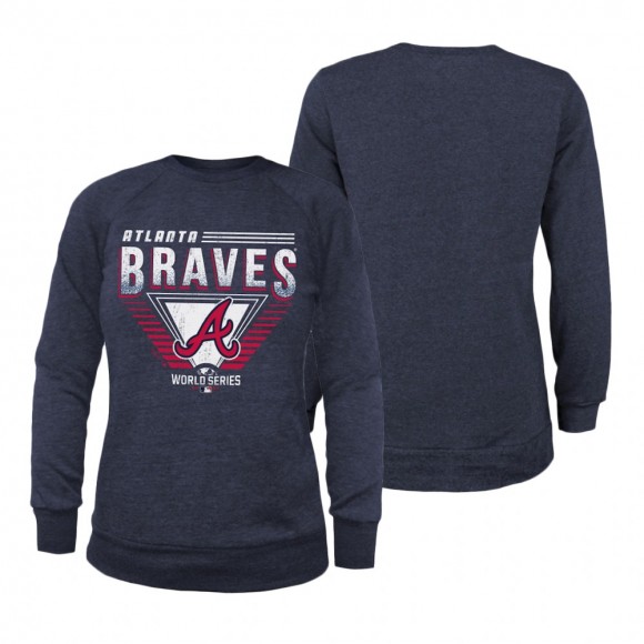 Women's Atlanta Braves Navy 2021 World Series Amusing Night Tri-Blend Sweater