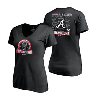 Women's Atlanta Braves Fanatics Branded Black 2021 World Series Champions Signature Roster V-Neck T-Shirt