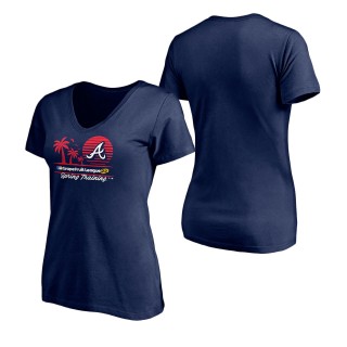 Women's Atlanta Braves Fanatics Branded Navy 2022 MLB Spring Training Grapefruit League Horizon Line V-Neck T-Shirt