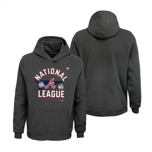 Youth Atlanta Braves Charcoal 2021 National League Champions Locker Room Pullover Hoodie