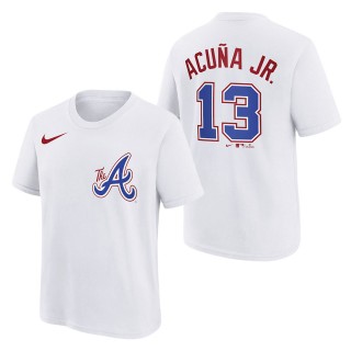 Youth Atlanta Braves Ronald Acuna Jr. White 2023 City Connect Name & Number T-Shirt