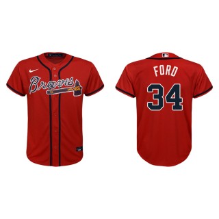 Youth Atlanta Braves Mike Ford Red Replica Alternate Jersey